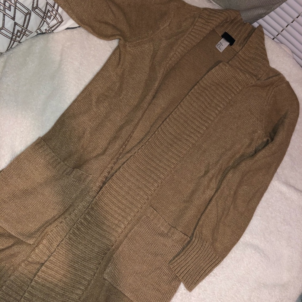 H&M long tan cardigan